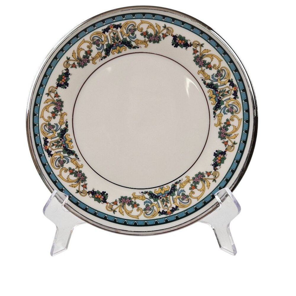 Lenox Fair Lady China Dinner Plate 10.75 in Floral Scrolls Platinum Trim USA